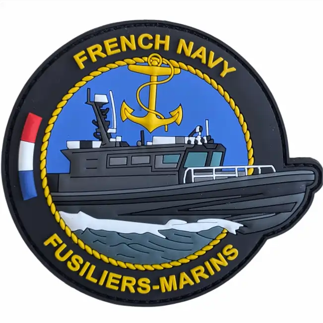 Patch Fusiliers Marins French Navy en précommande représentant une embarcation ECUME de la Marine nationale française en PVC 3D